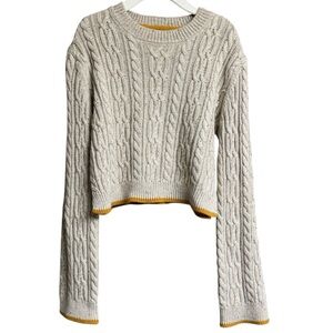 Cynthia Rowley Oatmeal Elongated Sleeved Cable Knit Sweater Kids Size M (7/8)
